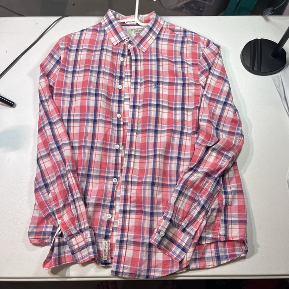 Original Penguin Men's Button Down Large Long Sleeve Plaid EUC - Picture 1 of 5